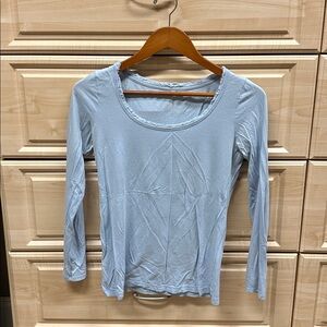 LOFT Frayed Edge Light Blue Top
